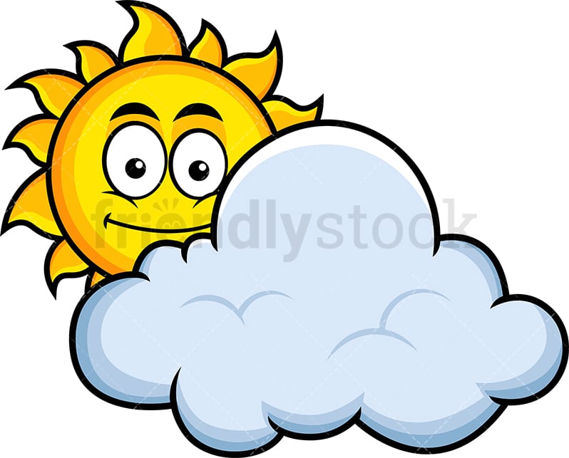 Sun Behind Cloud Emoji Cartoon Vector Clipart - FriendlyStock