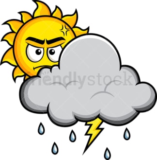 Angry sun behind thunderstorm cloud. PNG - JPG and vector EPS file formats (infinitely scalable). Image isolated on transparent background.