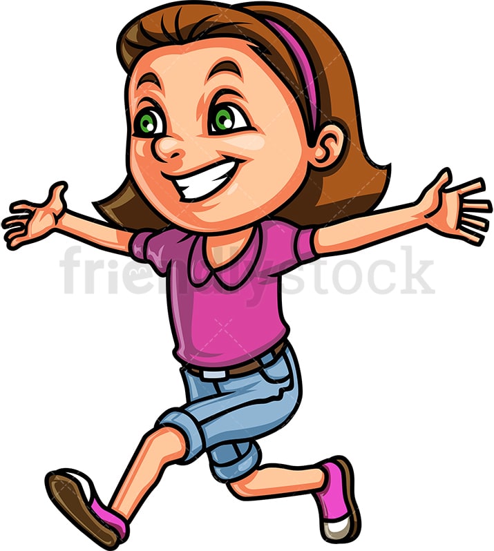 Little Girl Running For A Hug Cartoon Clipart Vector - FriendlyStock