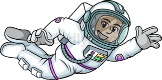 Female astronaut flying in space. PNG - JPG and vector EPS (infinitely scalable). Image isolated on transparent background.