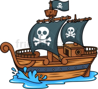 Side view of a pirate ship. PNG - JPG and vector EPS (infinitely scalable).