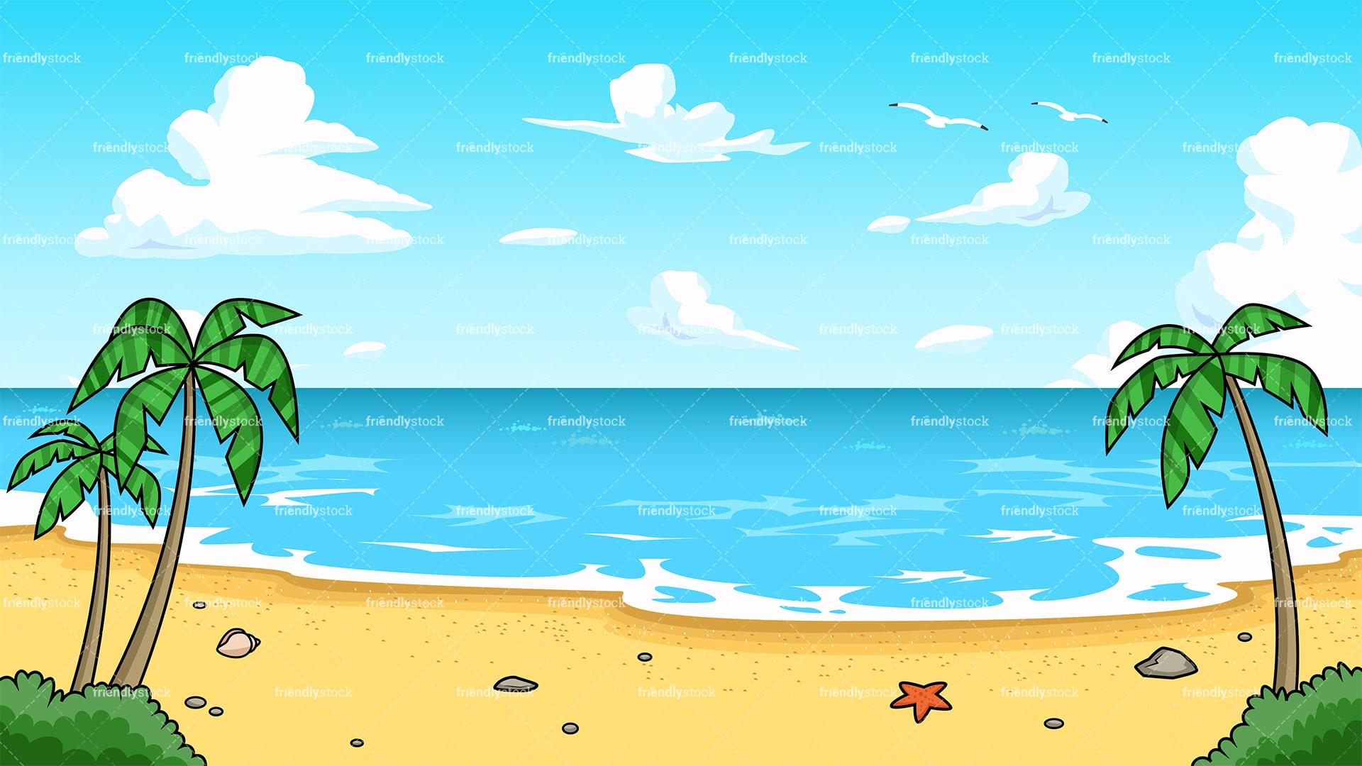 Tropical Beach Background Cartoon Clipart - FriendlyStock