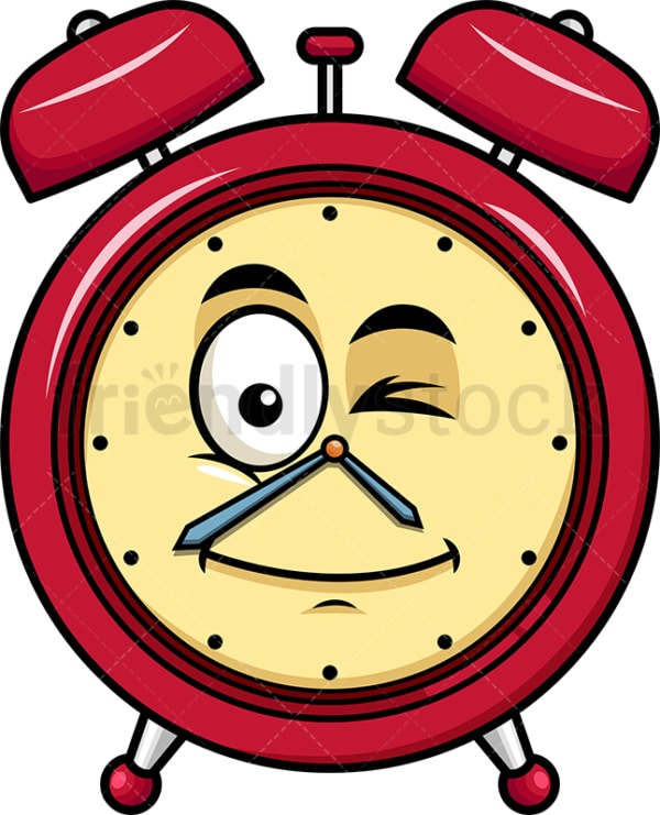 Winking Alarm Clock Emoji Cartoon Vector Clipart - FriendlyStock