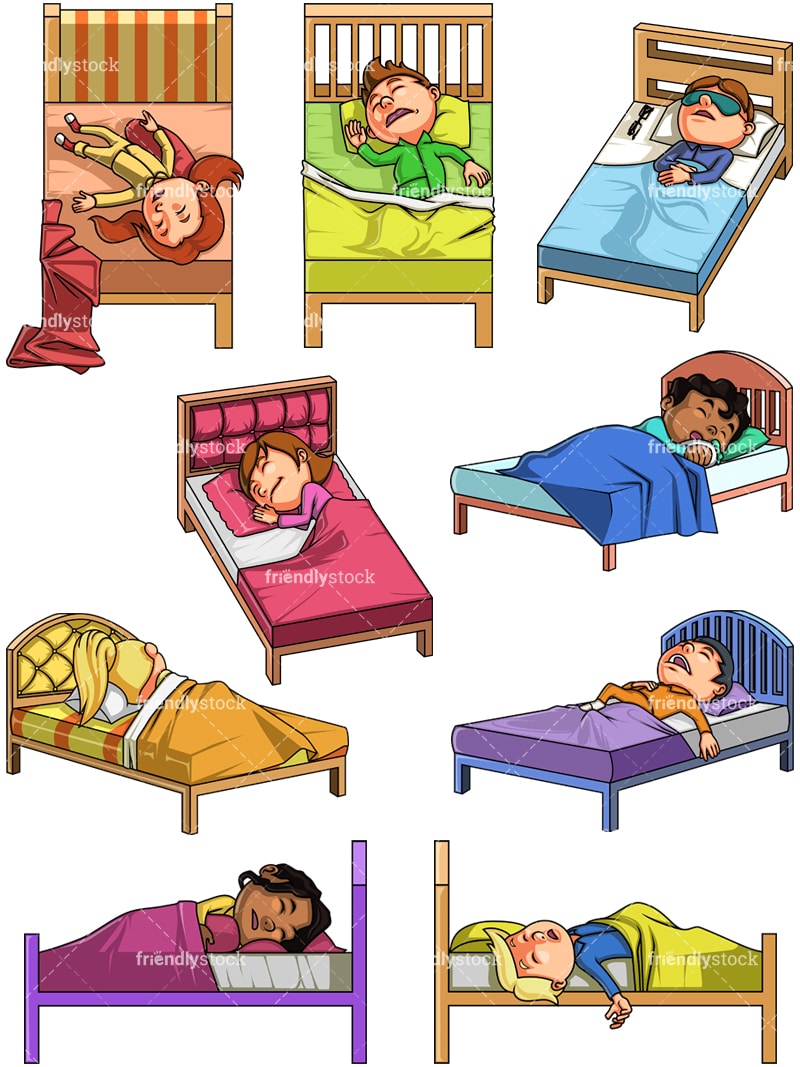 Kids Sleeping Cartoon Clipart Vector - FriendlyStock