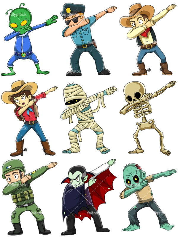 People and mythical characters dabbing. PNG - JPG and vector EPS file formats (infinitely scalable).