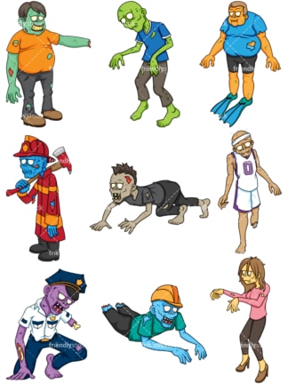 Zombie characters. PNG - JPG and vector EPS file formats (infinitely scalable).