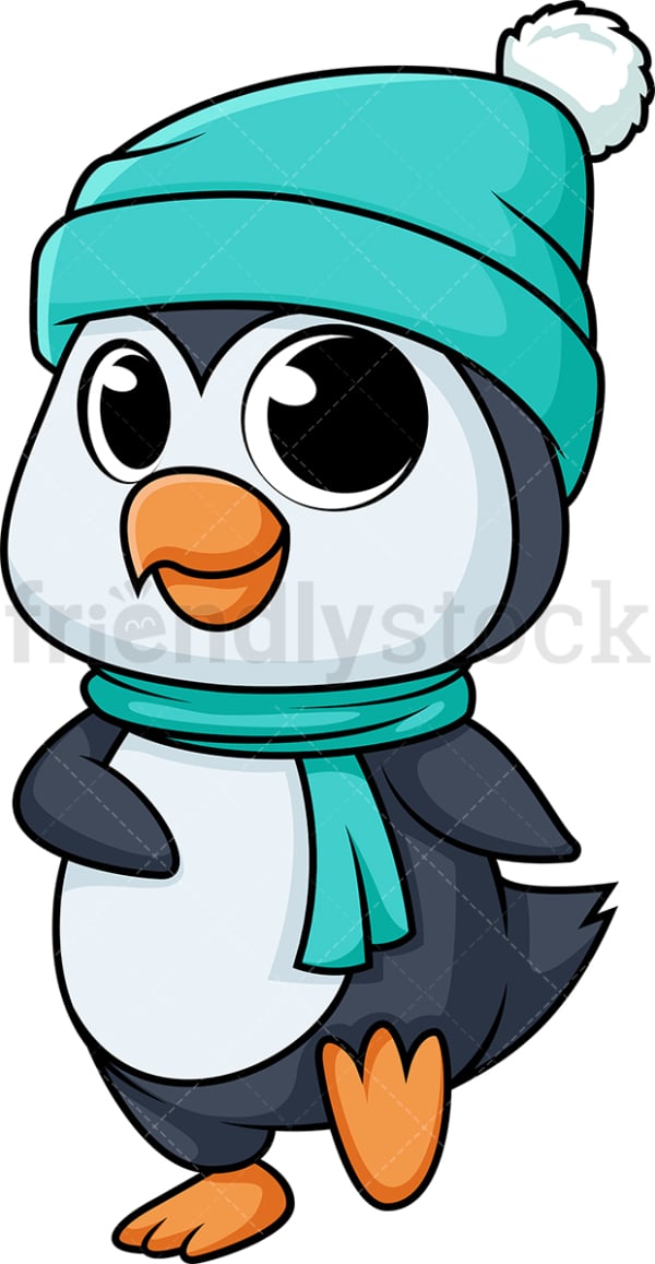 Cute penguin in the winter. PNG - JPG and vector EPS (infinitely scalable).