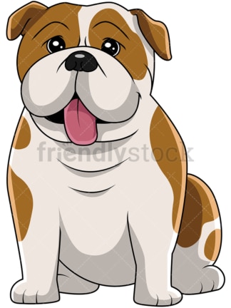 English bulldog sticking its tongue out. PNG - JPG and vector EPS (infinitely scalable).