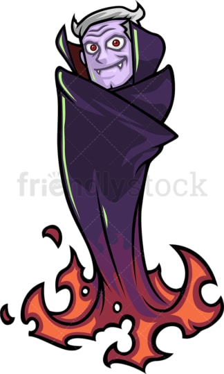 Fiery halloween dracula cartoon character. PNG - JPG and vector EPS (infinitely scalable).