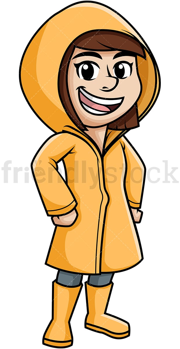 woman wearing raincoat cartoon clipart vector friendlystock woman wearing raincoat cartoon clipart vector friendlystock
