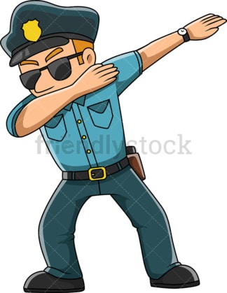 Dabbing policeman cartoon. PNG - JPG and vector EPS (infinitely scalable).