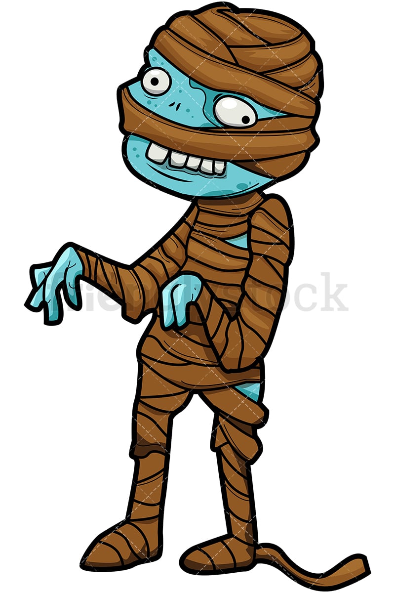 Funny Mummy Zombie Cartoon Clipart Vector - FriendlyStock