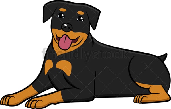 Happy rottweiler laying down. PNG - JPG and vector EPS (infinitely scalable).