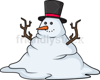 Melting snowman. PNG - JPG and vector EPS (infinitely scalable).