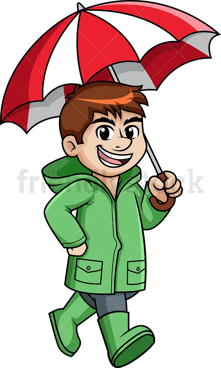 Walking Man Holding Umbrella Cartoon Clipart Vector - FriendlyStock