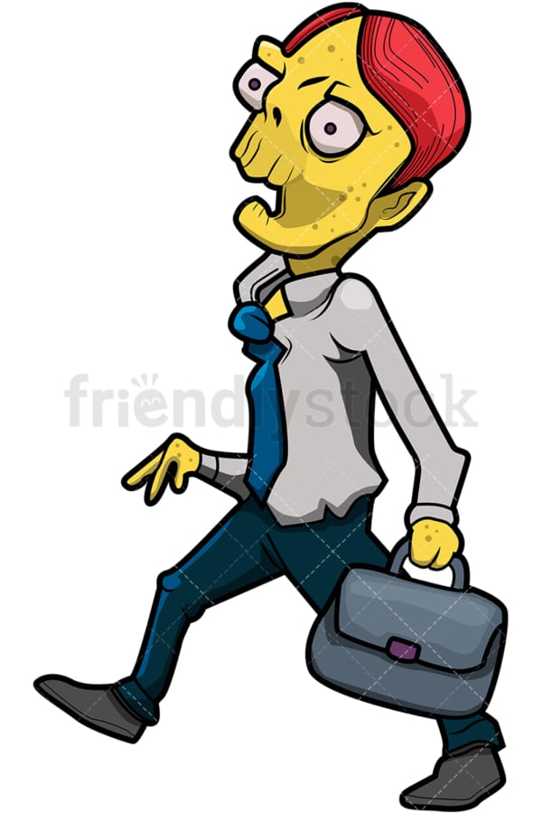 Funny businessman zombie cartoon. PNG - JPG and vector EPS (infinitely scalable).