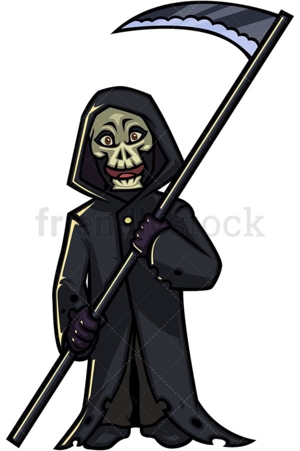 Halloween grim reaper cartoon character. PNG - JPG and vector EPS (infinitely scalable).