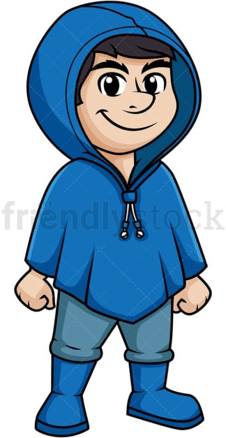 Man wearing blue waterproof raincoat. PNG - JPG and vector EPS (infinitely scalable).