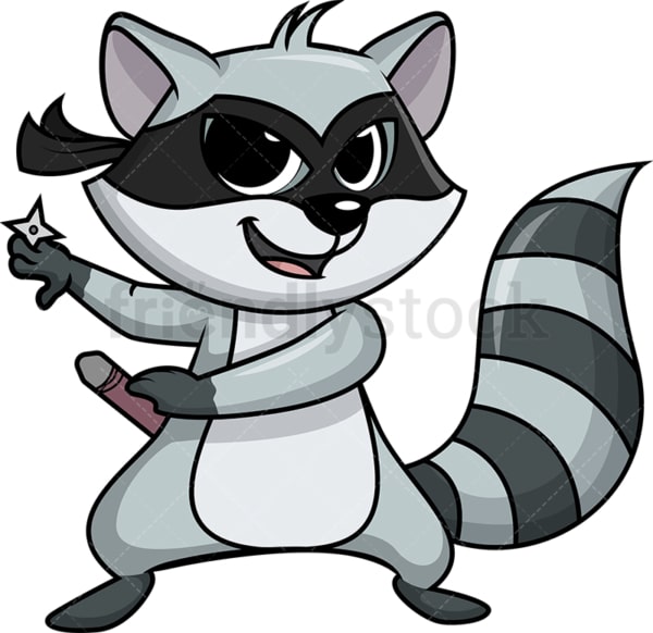 Ninja raccoon cartoon. PNG - JPG and vector EPS (infinitely scalable).