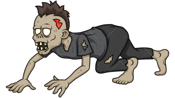 Scary zombie with mohawk crawling. PNG - JPG and vector EPS (infinitely scalable).