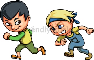 Kids racing each other. PNG - JPG and vector EPS file formats (infinitely scalable). Image isolated on transparent background.