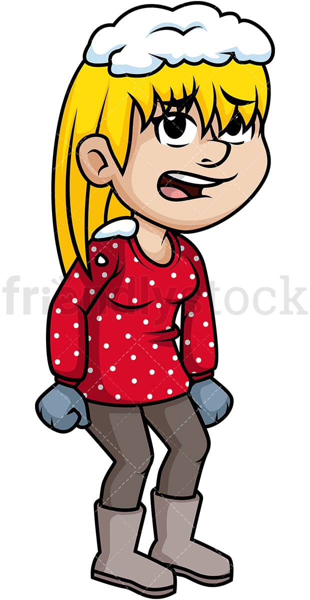 Woman with snow on her head. PNG - JPG and vector EPS (infinitely scalable).