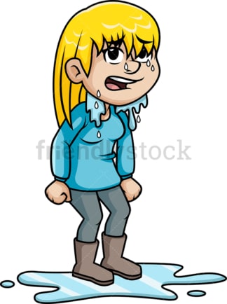 Wet girl standing in pond of water. PNG - JPG and vector EPS (infinitely scalable).