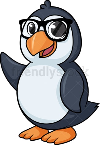 Penguin with glasses cartoon. PNG - JPG and vector EPS (infinitely scalable).