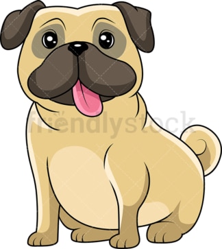 Adorable pug dog sticking its tongue out. PNG - JPG and vector EPS (infinitely scalable).