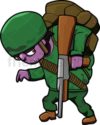 Unbeholfener Zombie-Soldat-Cartoon. PNG - JPG und Vektor-EPS (unendlich skalierbar).
