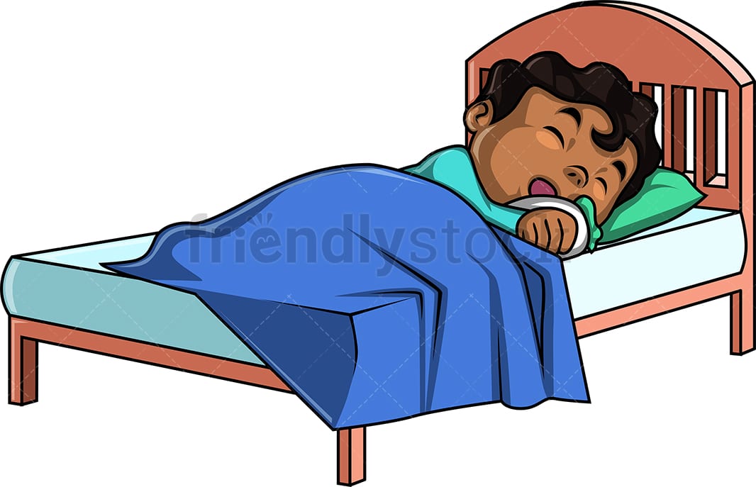 Black Boy Sleeping Cartoon Clipart Vector - FriendlyStock