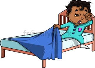 African-American boy waking up. PNG - JPG and vector EPS (infinitely scalable).