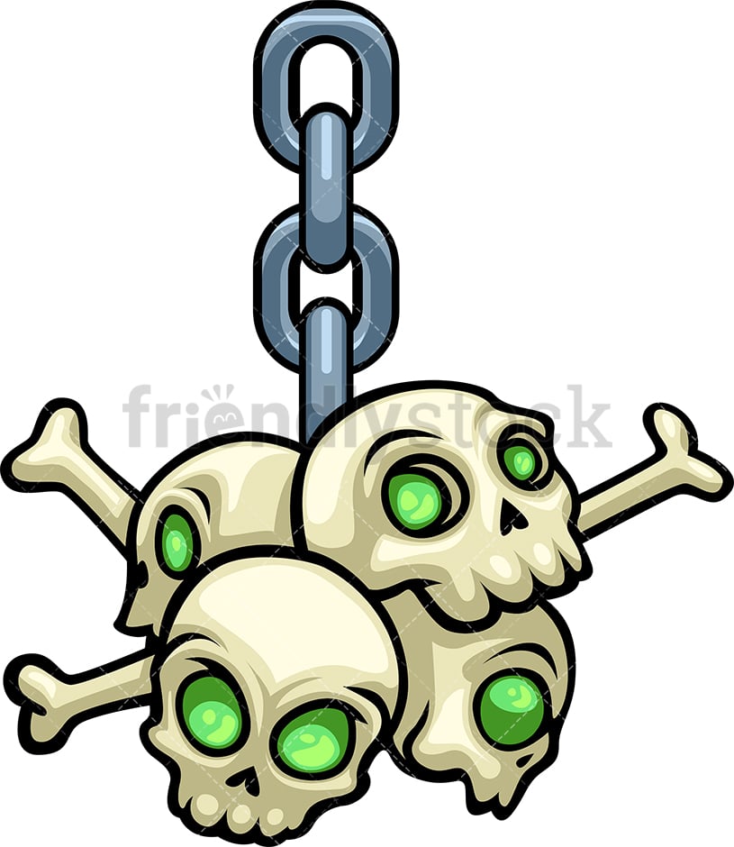 Skulls Hanging From Chain Cartoon Vector Clipart - FriendlyStock