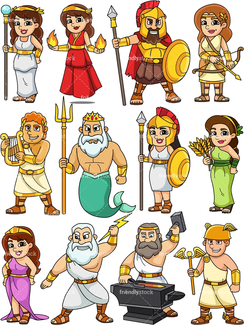 Ancient Greek Gods Cartoon Vector Clipart - FriendlyStock