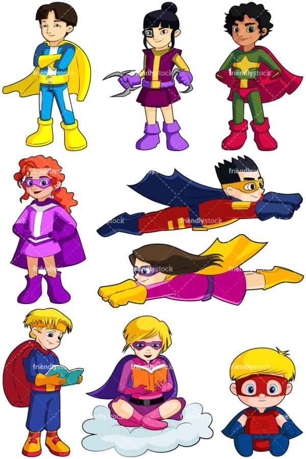 Superhero kids. PNG - JPG and vector EPS file formats (infinitely scalable). Image isolated on transparent background.