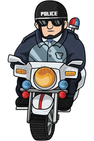 Police officer riding motorcycle. PNG - JPG and vector EPS file formats (infinitely scalable). Image isolated on transparent background.