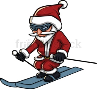 Short santa claus skiing. PNG - JPG and vector EPS (infinitely scalable). Image isolated on transparent background.