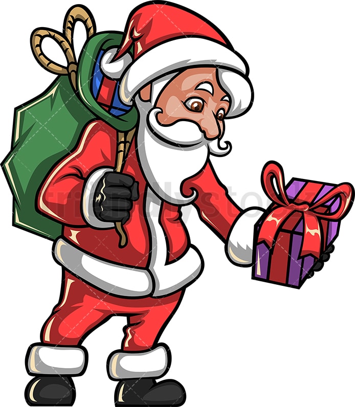 Santa Claus Leaving Gifts Cartoon Vector Clipart - FriendlyStock