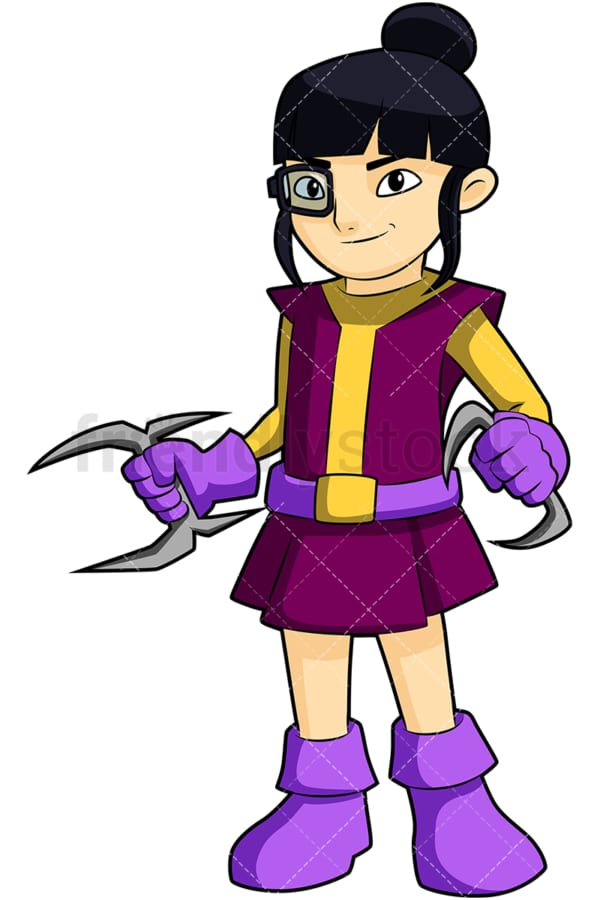 Asian girl superhero. PNG - JPG and vector EPS (infinitely scalable). Image isolated on transparent background.