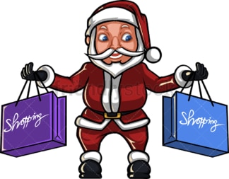 Santa claus holding shopping bags. PNG - JPG and vector EPS (infinitely scalable). Image isolated on transparent background.