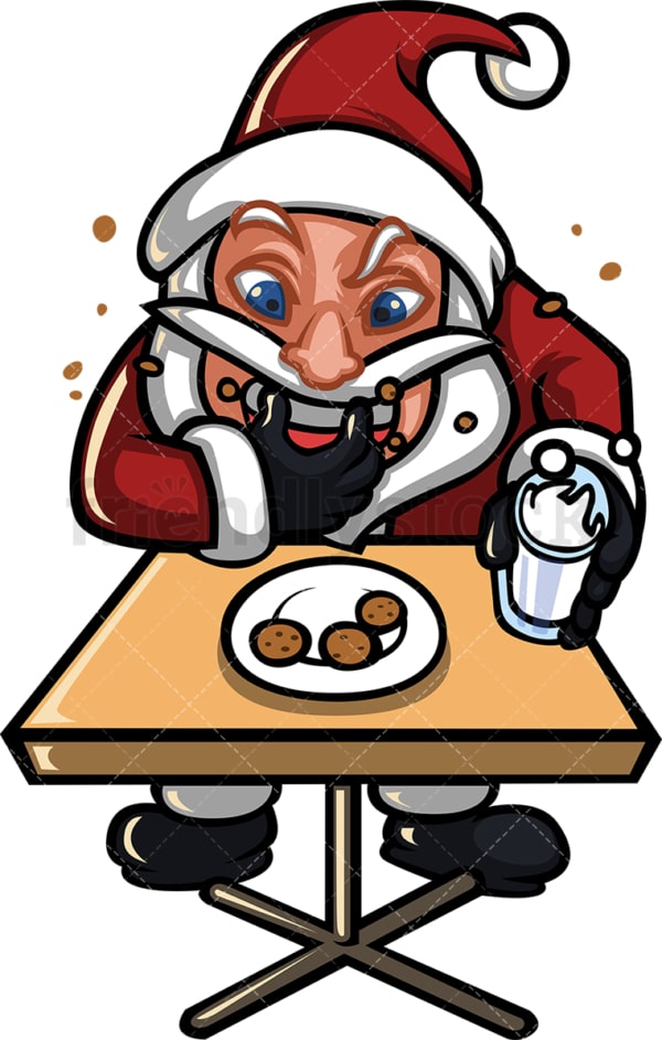 Santa claus stuffing cookies in his mouth. PNG - JPG and vector EPS (infinitely scalable).