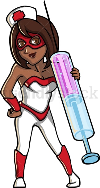 Black female nurse superhero costume. PNG - JPG and vector EPS file formats (infinitely scalable). Image isolated on transparent background.