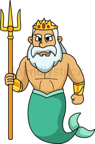 Poseidon with trident. PNG - JPG and vector EPS file formats (infinitely scalable). Image isolated on transparent background.