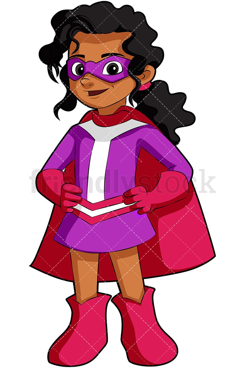 Indian Little Girl Superhero Cartoon Vector Clipart - FriendlyStock