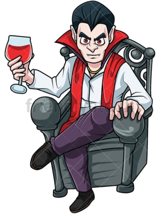 Creepy vampire drinking blood. PNG - JPG and vector EPS file formats (infinitely scalable). Image isolated on transparent background.