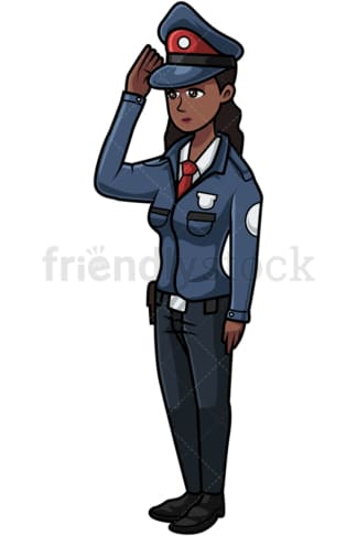Russian police woman saluting. PNG - JPG and vector EPS file formats (infinitely scalable). Image isolated on transparent background.