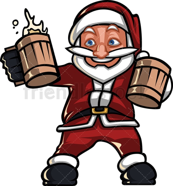 Silly santa claus drinking beer. PNG - JPG and vector EPS (infinitely scalable).