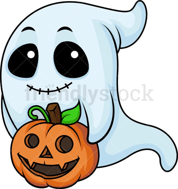Ghost with halloween pumpkin. PNG - JPG and vector EPS (infinitely scalable).