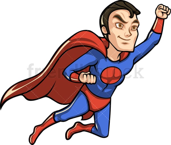 Superhero with cape flying like superman. PNG - JPG and vector EPS (infinitely scalable).