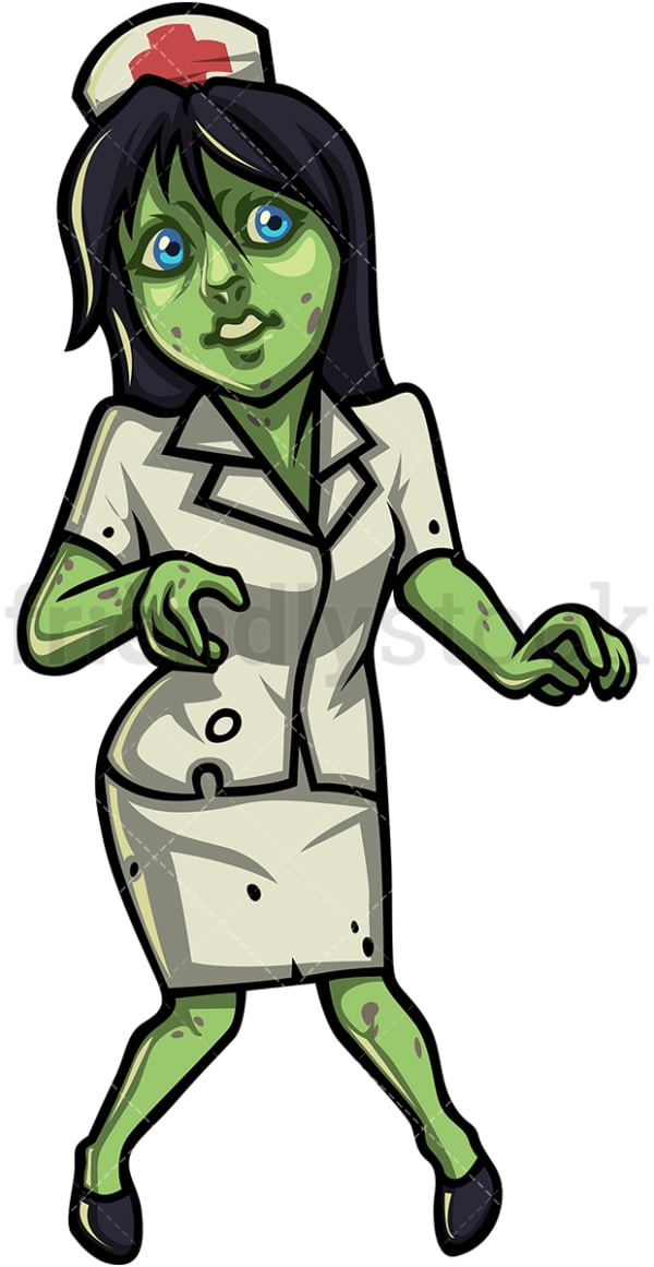 Female nurse zombie. PNG - JPG and vector EPS (infinitely scalable).